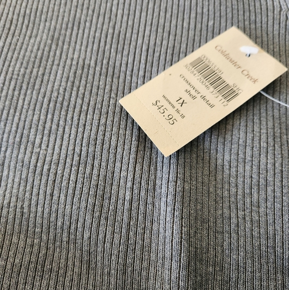 Coldwater Creek Ribbed Crossover Detailed Shell Top 1X Womens 16-18  75% silk - Picture 5 of 7